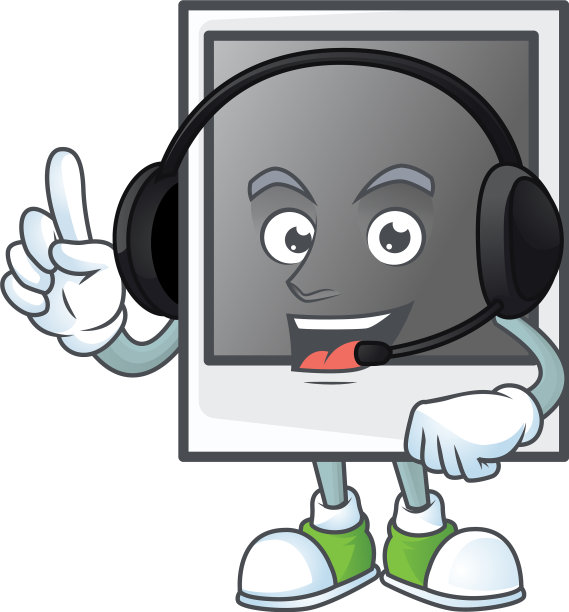 空的宝丽来相框对着耳机说话图片下载