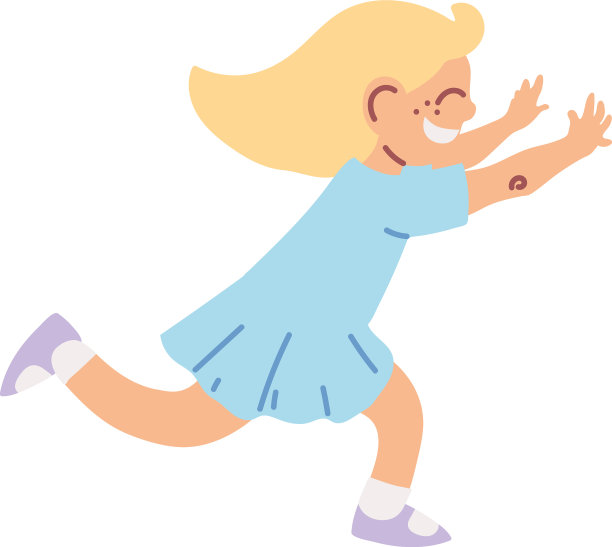 小女孩微笑着跑卡通图片下载