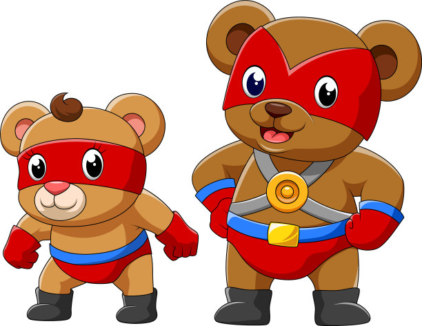 两只熊穿着超级英雄的衣服图片下载