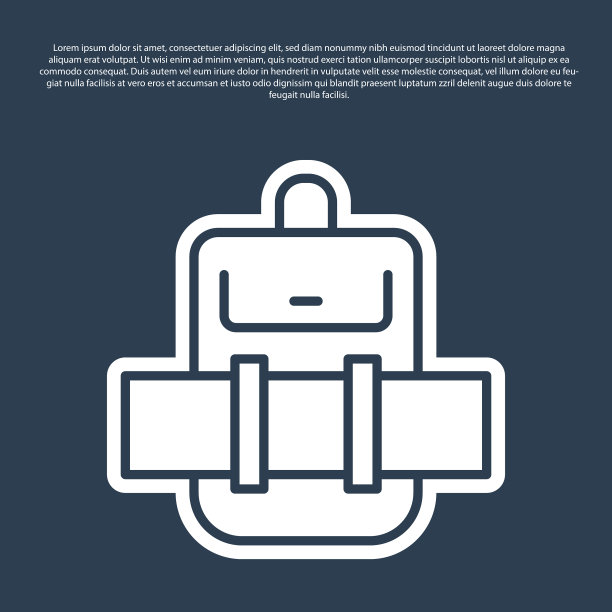 蓝线徒步背包图标孤立在蓝色图片下载