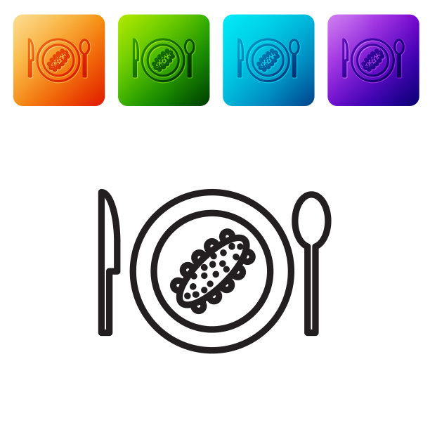 黑线菜盘上的黄瓜图标图片下载