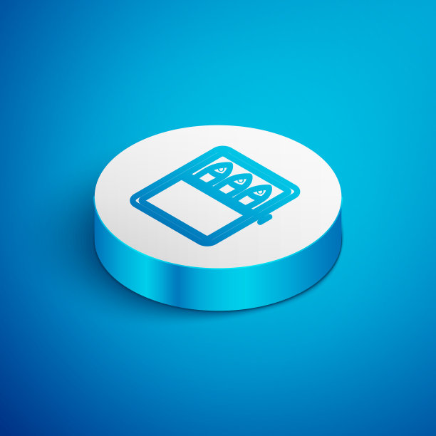 等距线罐头鱼图标孤立在蓝色图片下载