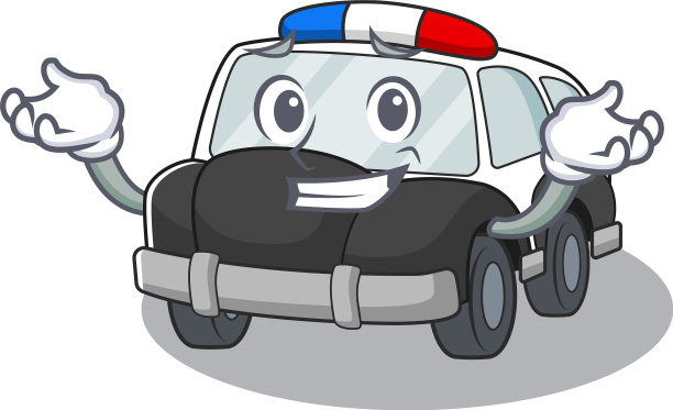 可爱的咧嘴笑警车吉祥物卡通风格图片下载