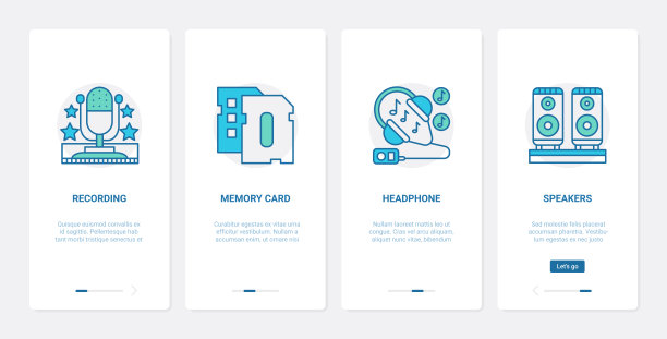 电子设备用于播放、录制音乐声音UX、UI手机app页面屏幕设置图片下载