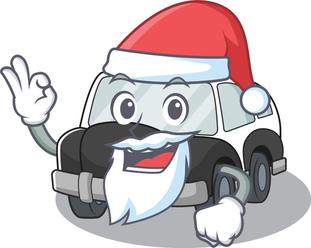 圣诞老人卡通人物风格的警车图片下载