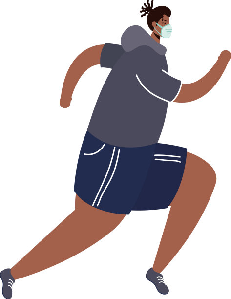 年轻的非洲人戴着医用面具跑步阿凡达图片下载