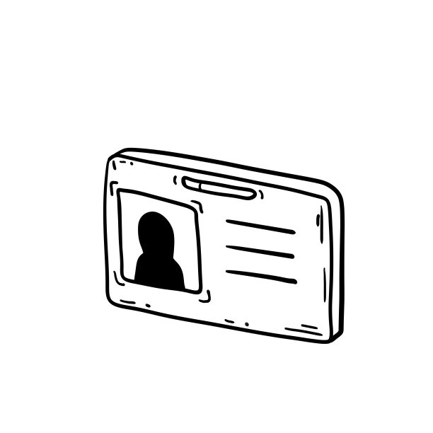 徽章和身份证。带有照片和信息的塑料卡片。素描漫画。记者和员工的身份图片下载