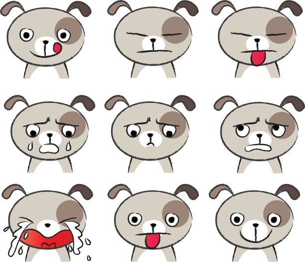 卡通小狗脸表情集图片下载