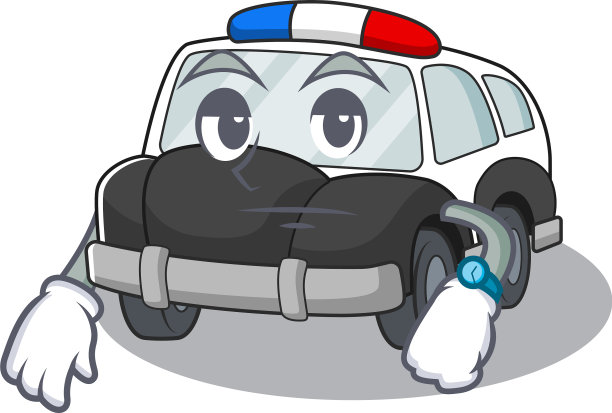 卡通人物设计警车上一辆图片下载