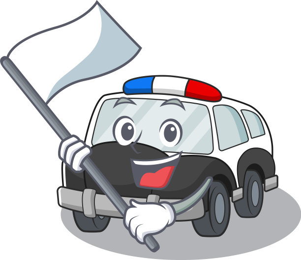 滑稽的警车卡通人物风格把持图片下载