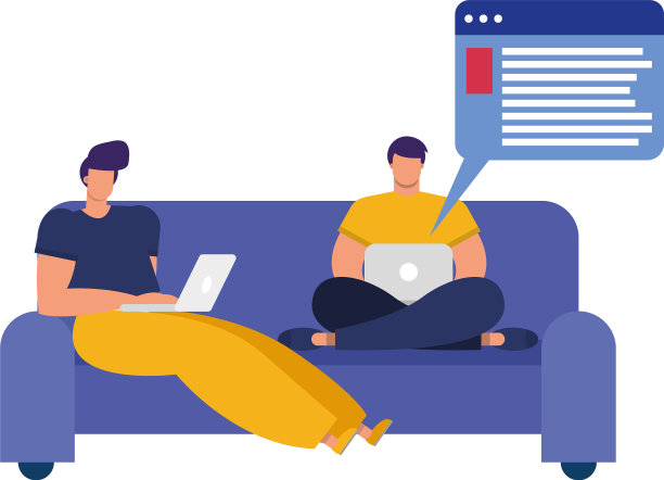 年轻人在沙发上用笔记本电脑连接图片下载