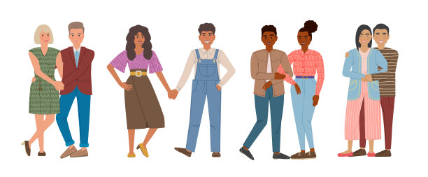 恋爱中的男女走在一起图片下载