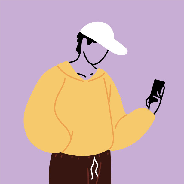 一个年轻人拿着手机站在那里图片下载