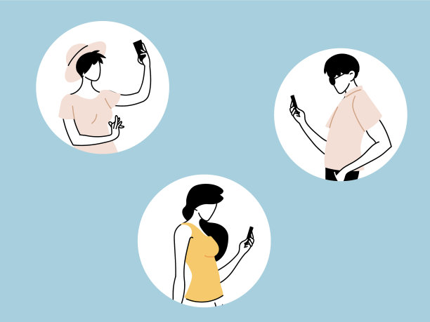 设置使用智能手机的男性和女性图片下载