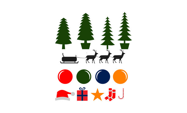 圣诞图标包括树球圣诞老人图片下载