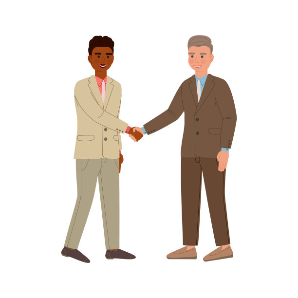 两个西装革履的商人握手成交图片下载