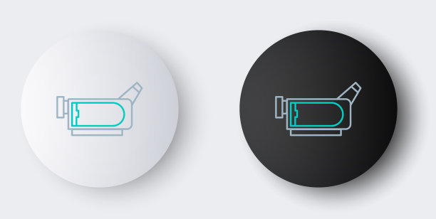 线电影摄像机图标孤立在灰色图片下载