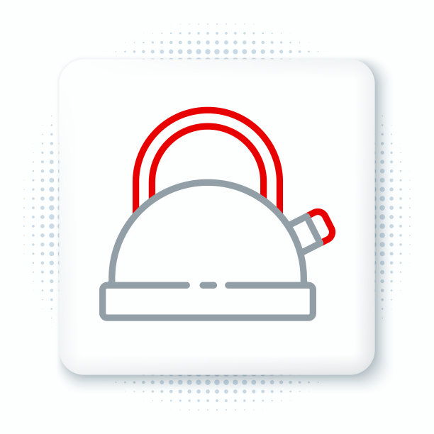 线水壶与手柄图标孤立在白色图片下载