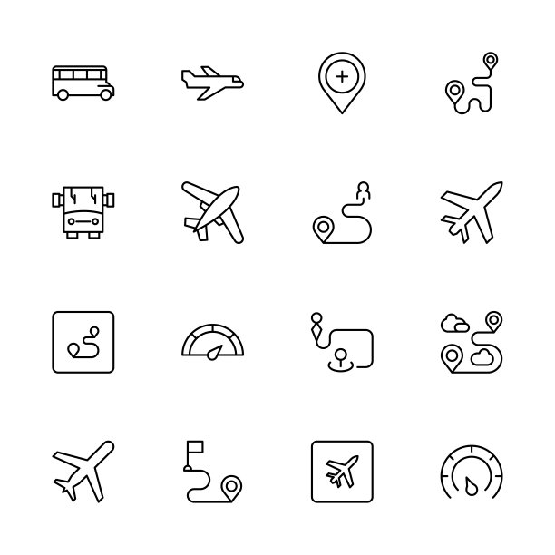 公共交通图标集图片下载