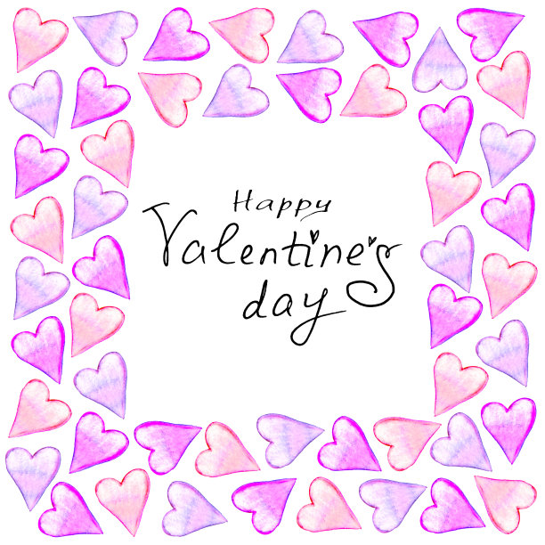 在粉红色的心形水彩画框里做我的情人。标题，情人节的背景模板，贺卡，爱情宣言，网络图片下载