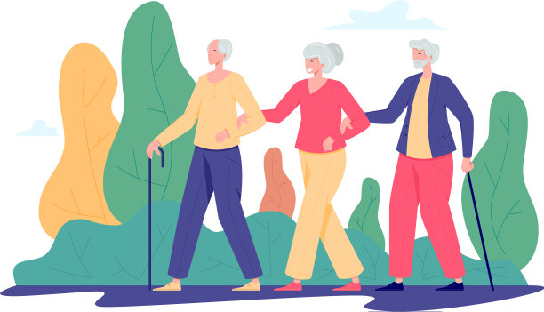 一群老年人在户外散步图片下载