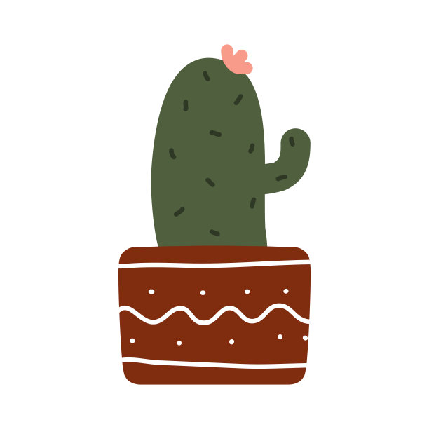 花盆仙人掌植物波西米亚插画向量。手绘家居植物现代家居装饰。可爱的创意卡片模板贴纸艺术打印元素。图片下载