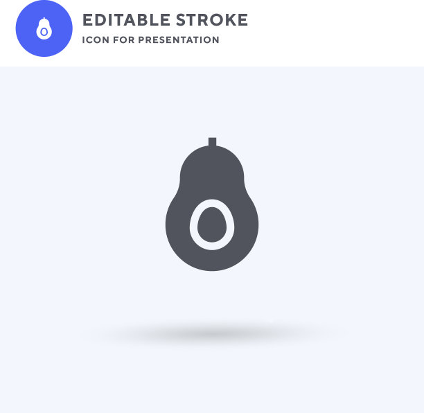 牛油果图标填充平面标志固体图片下载