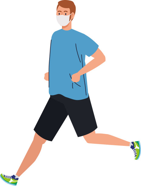 人带面具和运动服跑步设计图片下载