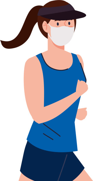 戴着面具穿着运动服跑步的女人图片下载