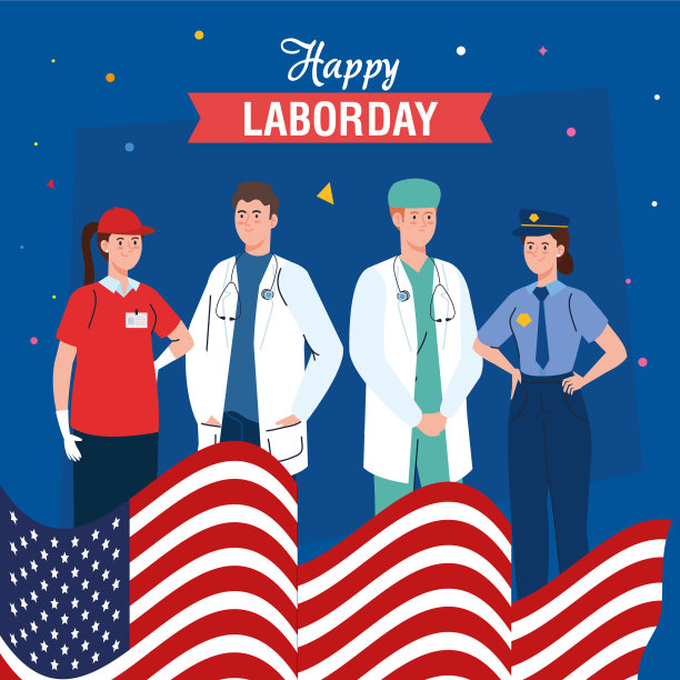 医生为孕妇接生，警察举着美国国旗图片下载