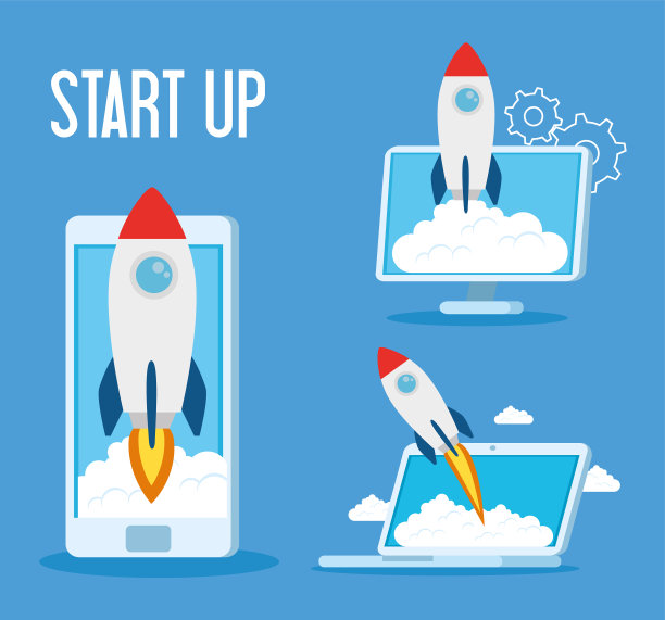 在智能手机、笔记本电脑和电脑上启动火箭图片下载