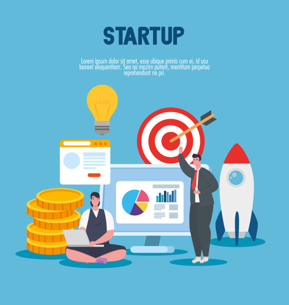 有火箭和电脑的女人和男人图片下载