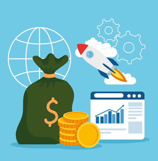 启动火箭钱袋硬币和网站图片下载