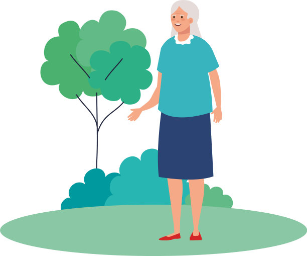祖母的头像在公园有树的设计图片下载