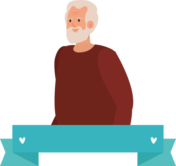 带丝带设计的祖父头像图片下载