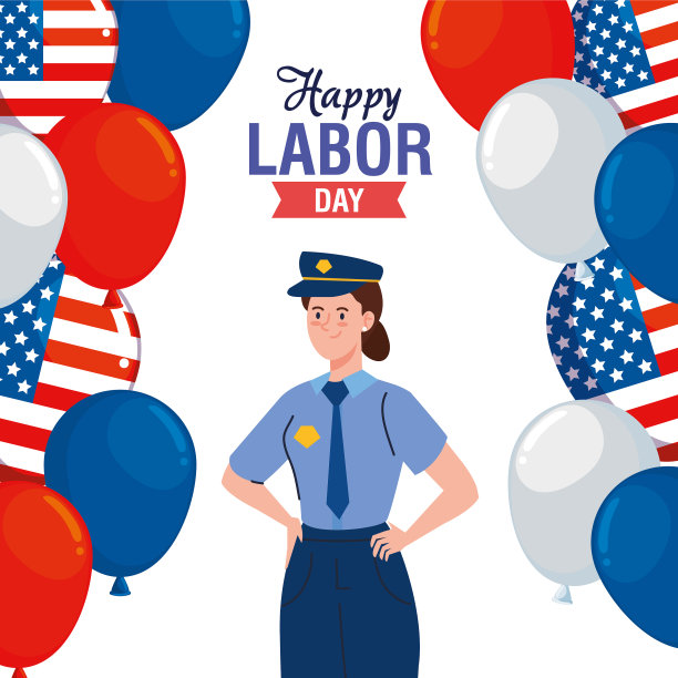 警察女人与美国气球设计图片下载