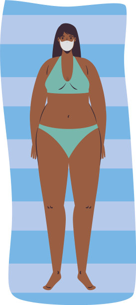 穿着比基尼和医用口罩的卡通女孩图片下载
