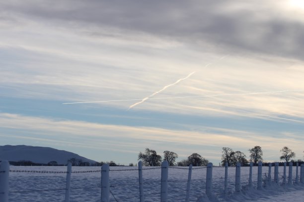 飞机在空中飞过，苏格兰国旗图片下载