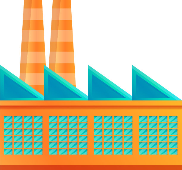 纺织生产工厂图标卡通风格图片下载
