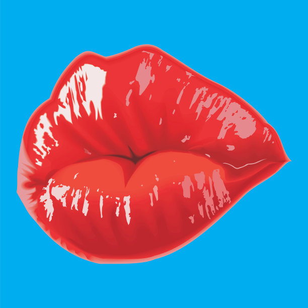 蓝色背景下红色心形特写镜头图片下载