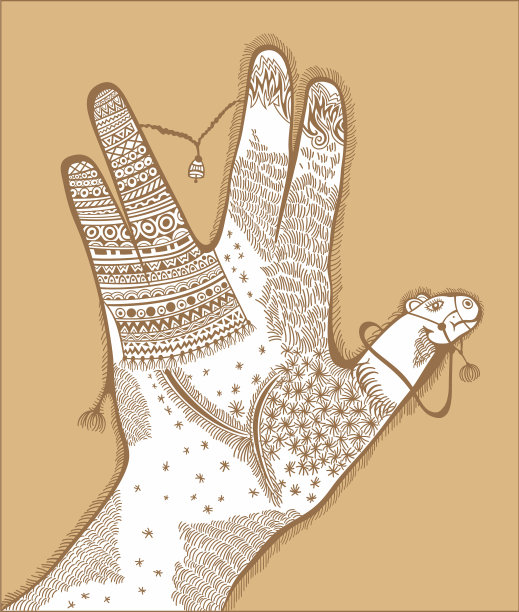 手与程式化的骆驼内图片下载