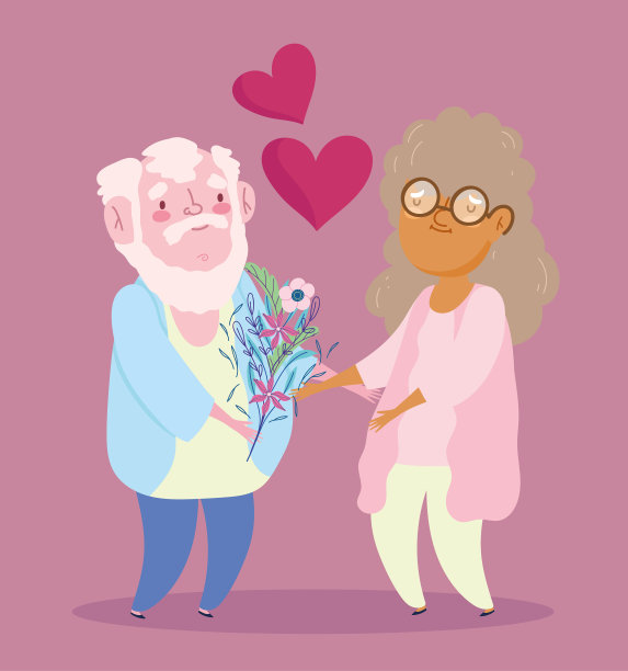 爷爷奶奶节，爷爷送花给图片下载