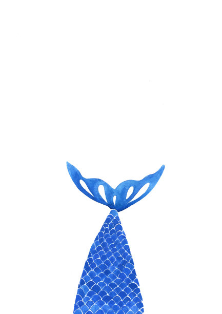 蓝色海洋颜色的美人鱼或鱼尾与空间图片下载