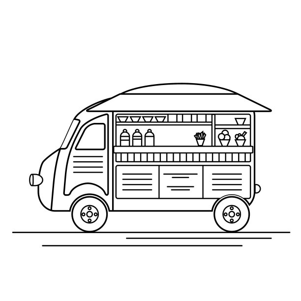 一辆冰淇淋餐车图片下载