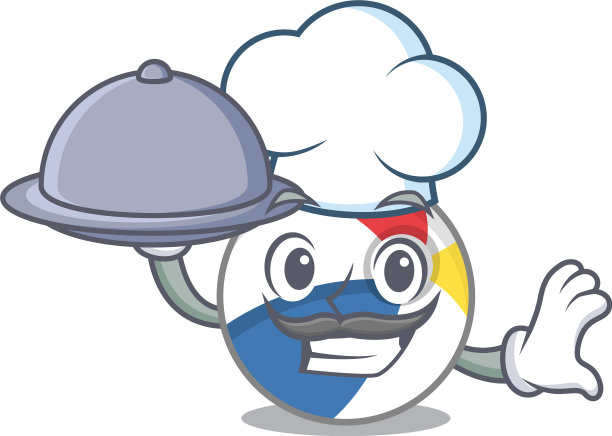 一个厨师在沙滩球上上菜的照片图片下载