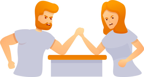 一对卡通风格的手臂摔跤图标图片下载