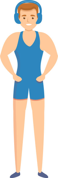 戴着耳机的古典式摔跤男子图片下载