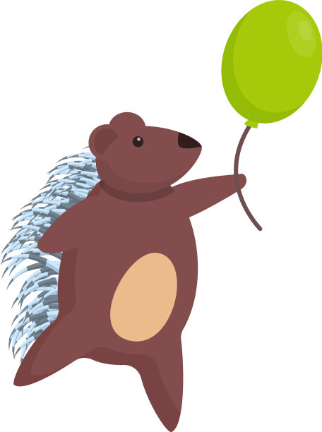 豪猪与气球图标卡通风格图片下载