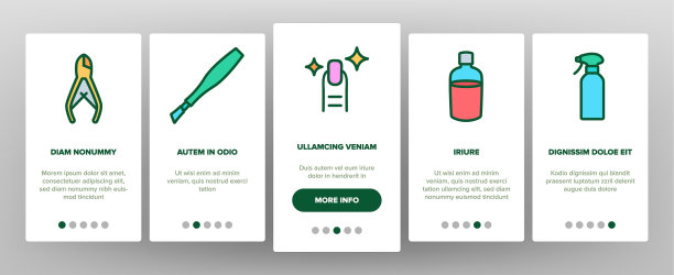 美甲和足疗设备图标集图片下载