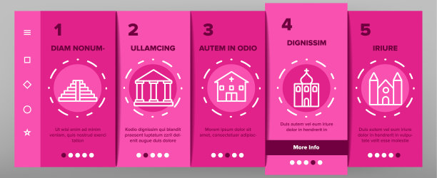 寺庙建筑建筑上的图标集图片下载